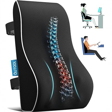 Lumbar Support Pillow for Office Chair with Mesh Cover and Adjustable Straps