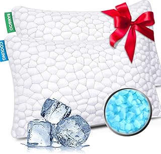 SUPA MODERN Cooling Pillow Queen Size Set of 2, CertiPUR-US Shredded Memory Foam Pillows for Sleeping, Cool Bed Pillows for Hot Sleepers, Adjustable Firm Pillow for Side,Back,Stomach Sleepers