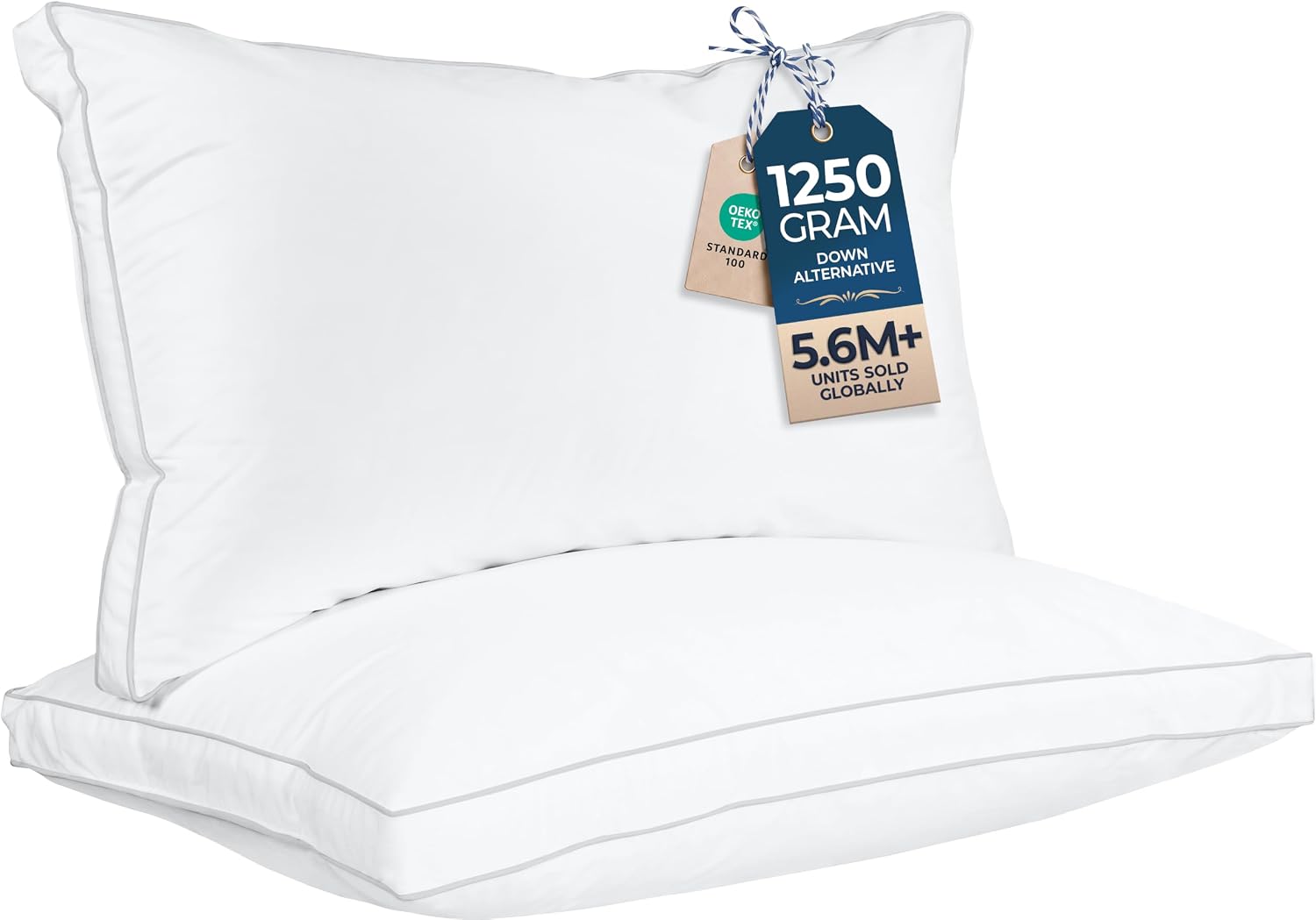 Utopia Bedding Gusset Bed Pillow, King Size Set of 2