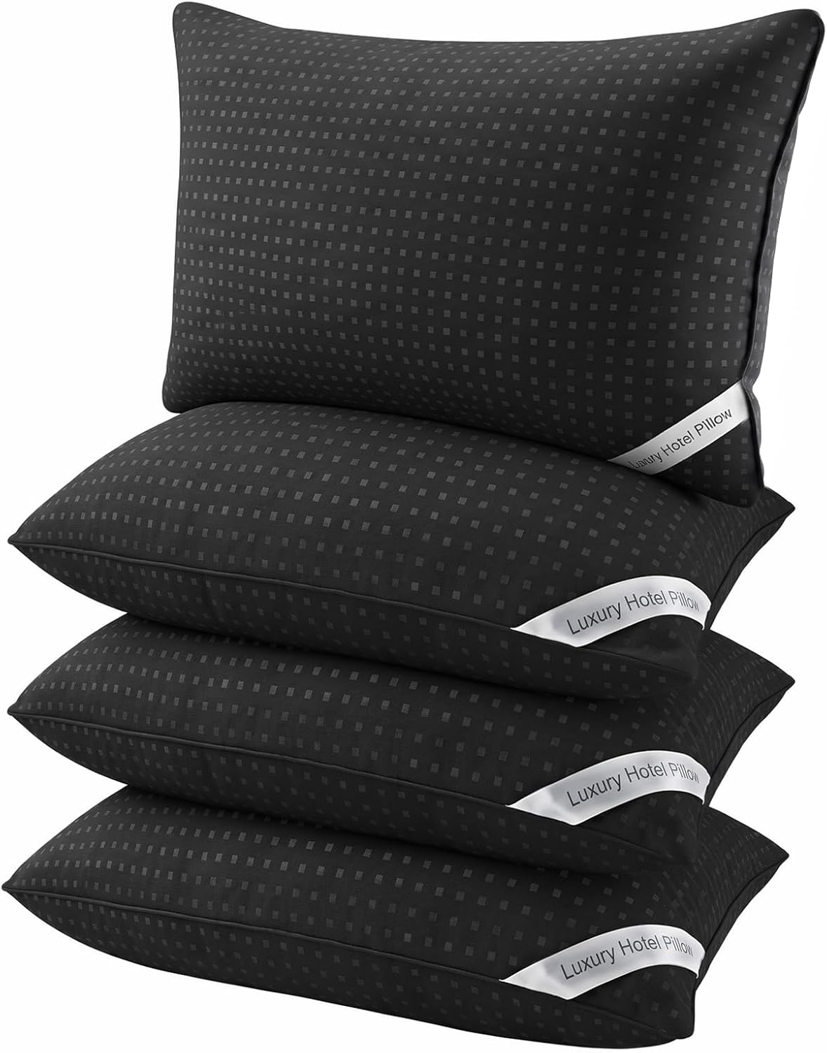 Bed Pillows for Sleeping Standard Size Set of 4, Luxury Hotel Quality Cooling Pillows, Soft Down Alternative Fill for Side Back and Stomach Sleepers（Black）