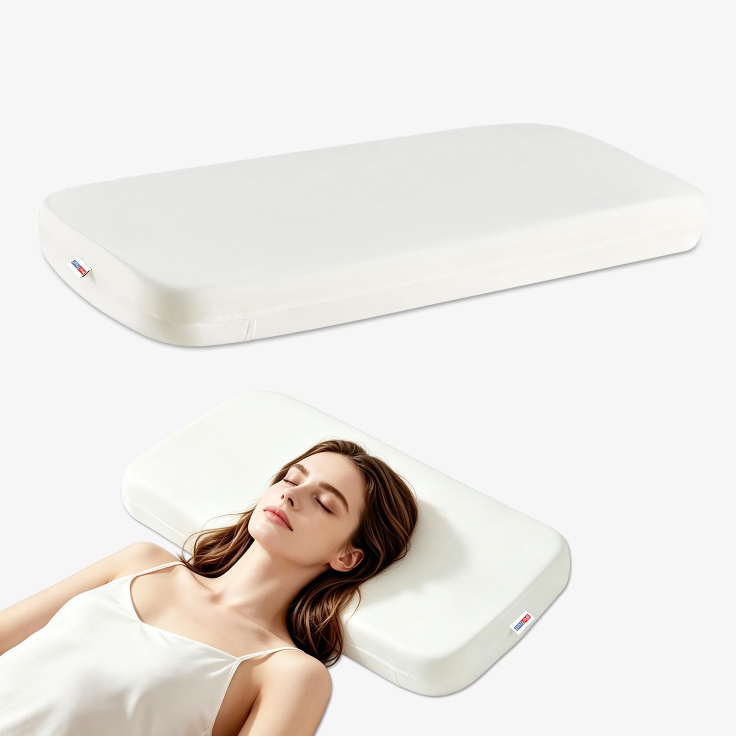 Adjustable Thin Firm Pillow & Pillow Riser Set (B0H2V92MJP)